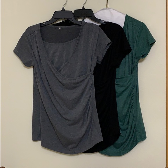Tops - Set of 3 Short Sleeve Maternity/Nursing Tops